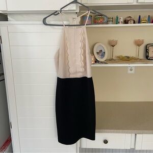 Ark & Co Two-Tone Scallop Slip Midi Dress - Blush & Black